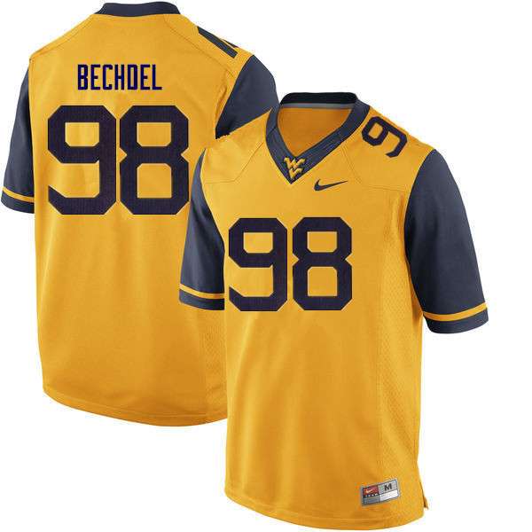 NCAA Men's Leighton Bechdel West Virginia Mountaineers Gold #98 Nike Stitched Football College Authentic Jersey FQ23W45DA